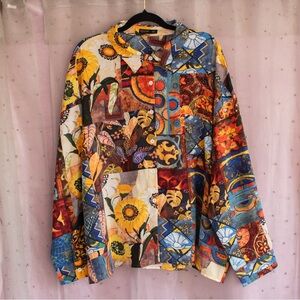 SHEIN Abstract Pattern Silky Blouse